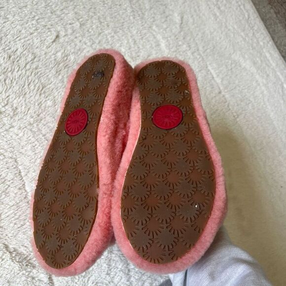 Ugg Australia Fluff Yeah Fuzzy Slip On Slippers Peach Pink Sandals - Picture 5 of 7